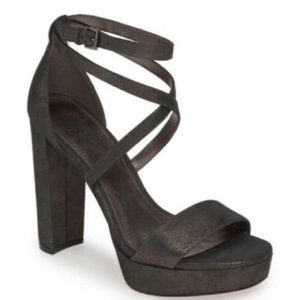 Grey platform heel